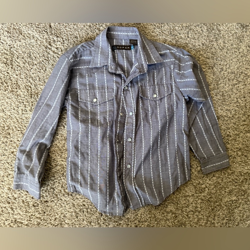 Boys Roper striped button down shirt